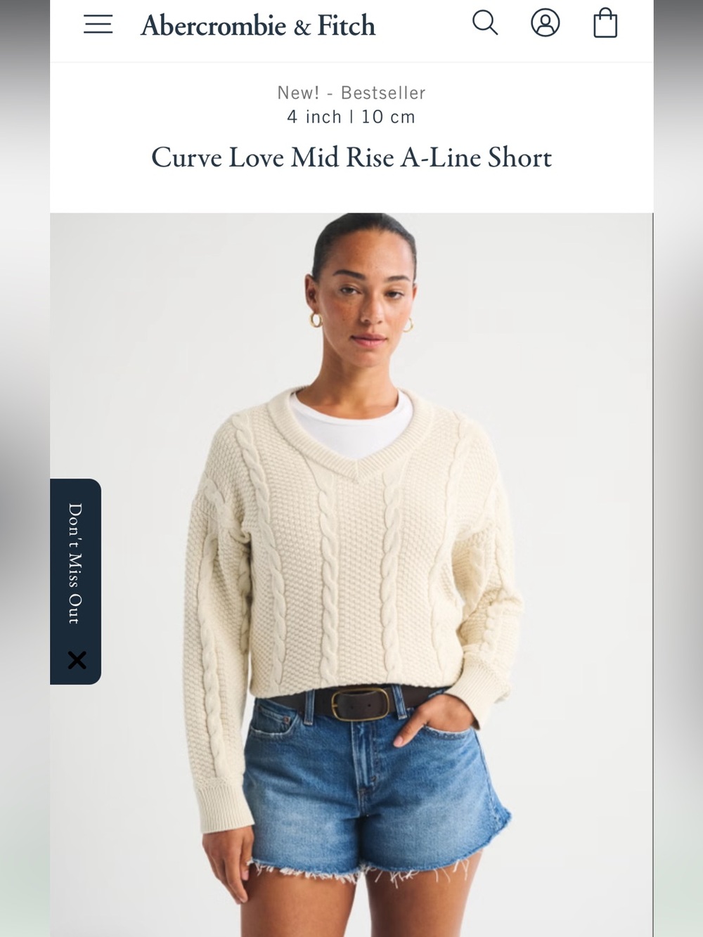 Abercrombie & Fitch Curve Love Mid Rise A-Line Short